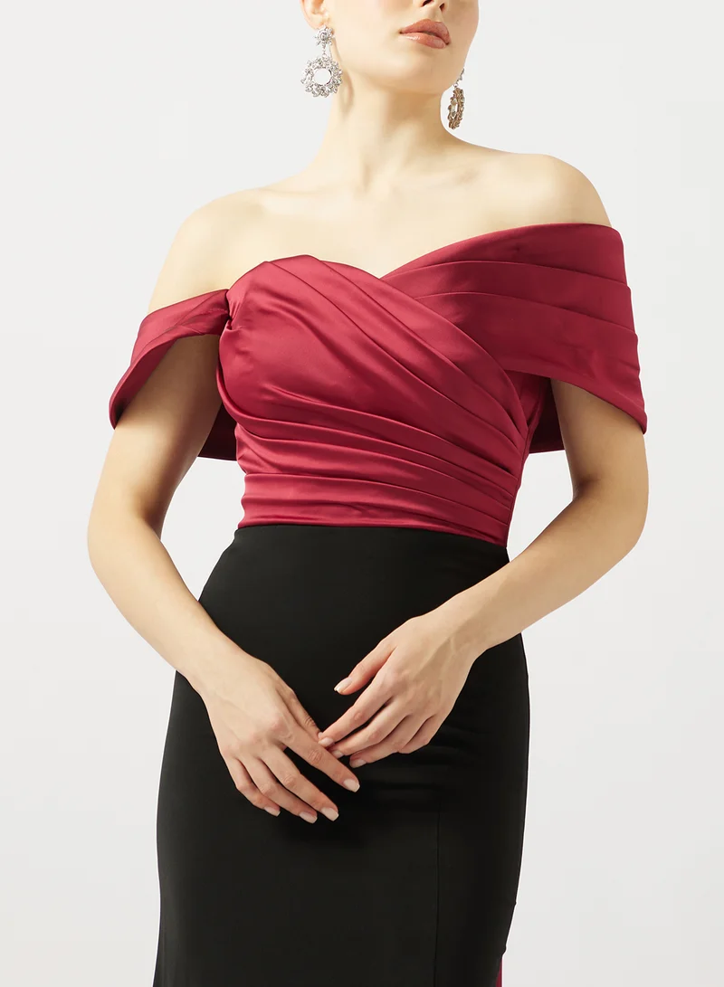 Akadia Fashion  SPECIAL SHOULDER DESIGN SATIN DRESS for Women | Best Price UAE